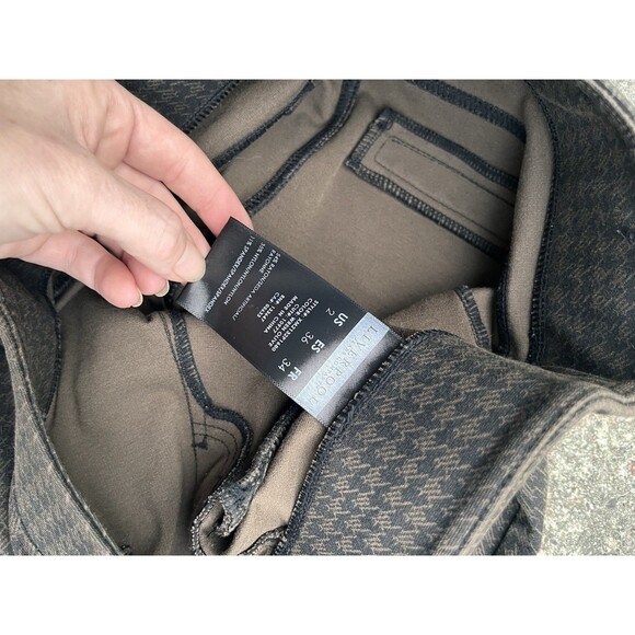 Liverpool Women 2 / 26 Pant Houndstooth Moto Pull On Skinny Stretch Wren Olive - Picture 6 of 8